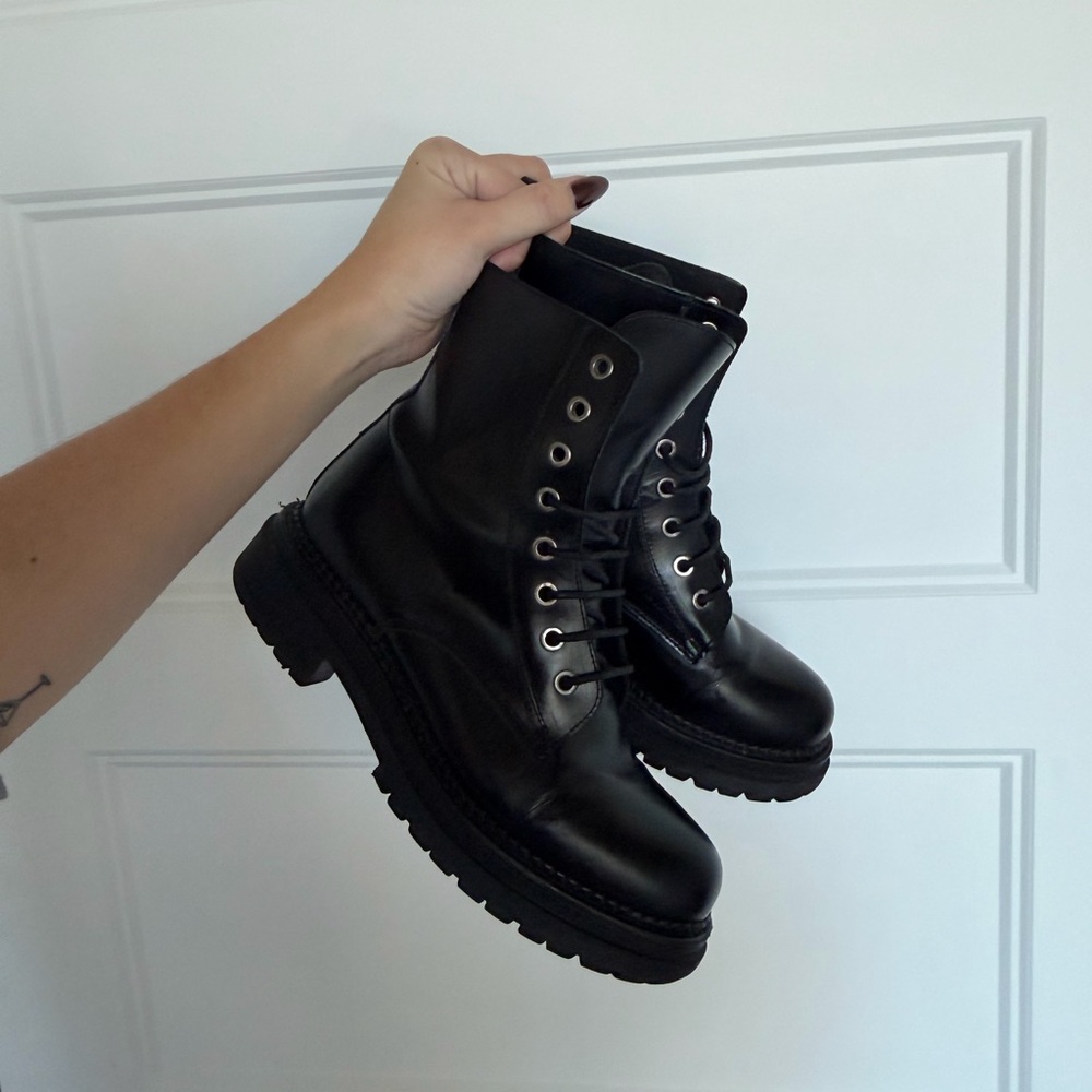 L'INTERVALLE Black Combat Moto Boots